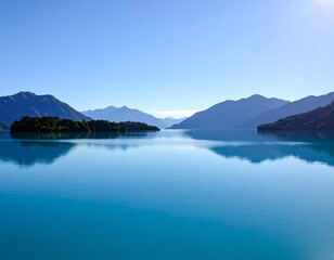 Obraz premium Serene lake and mountains