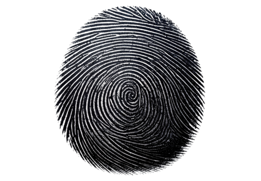 Transparent PNG Black Ink Fingerprint Impression for Forensic Evidence