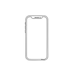 Outline of smartphone with blank screen for design use  