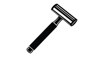 Simple black and white illustration of a safety razor on white background
