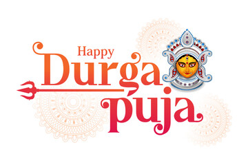 Indian Goddess Durga for Happy Durga Puja Dussehra or Shubh Navratri festival of India