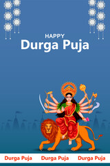Indian Goddess Durga for Happy Durga Puja Dussehra or Shubh Navratri festival of India