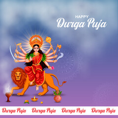 Indian Goddess Durga for Happy Durga Puja Dussehra or Shubh Navratri festival of India