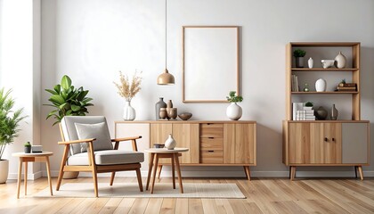 Luxurious minimalist living room in beige