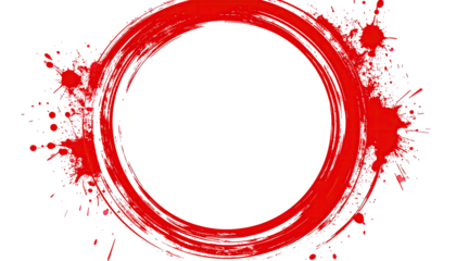 Red circle frame with splatter