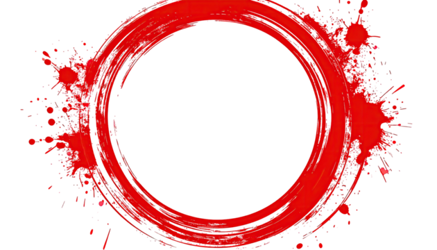 Red circle frame with splatter