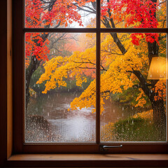 autumn landscape in the window