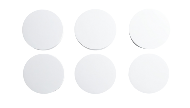 Six identical, blank white circles arranged in a grid