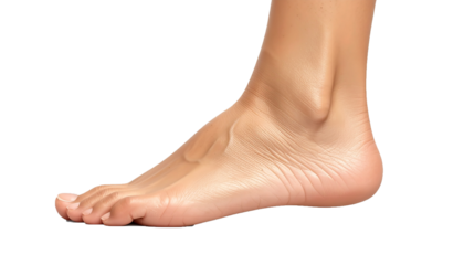 Detailed Human Foot Side Profile with Toes and Heel, Transparent Background