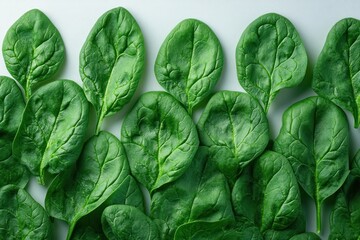 Fresh Green Spinach Leaves Isolated on White Background