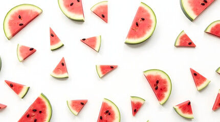 Watermelon scattered slices background