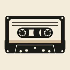 Obraz premium Minimalist illustration of a vintage audio cassette tape