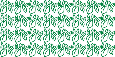 Seamless pattern with green leaves on white background. Vector illustration.