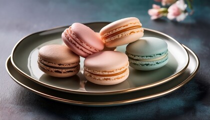 Obraz premium Delightful Pastel Macarons On Elegant Plate