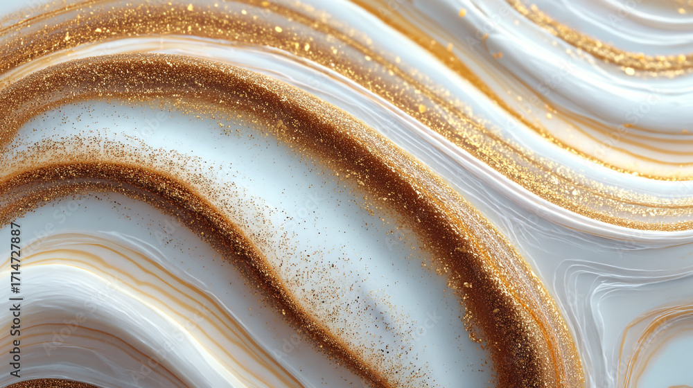 Poster abstract background with white and gold waves creating a luxurious and elegant decorative pattern
