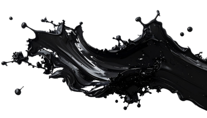 Abstract Black Ink Fluid Burst Isolated