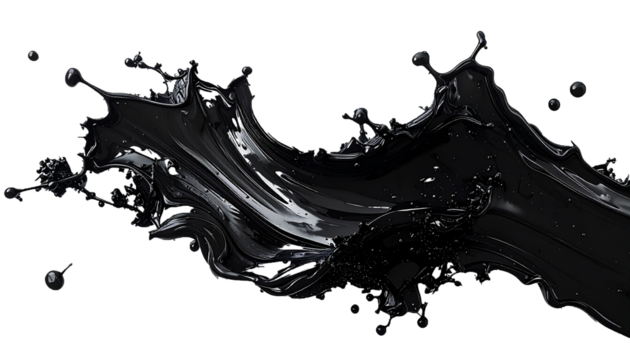 Abstract Black Ink Fluid Burst Isolated