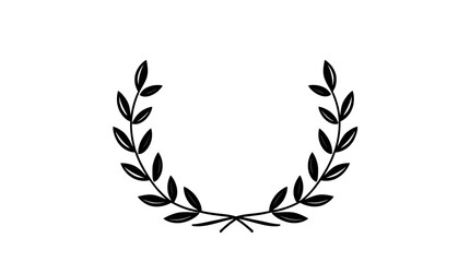 Simple black and white illustration of a laurel wreath, a symbol of victory.