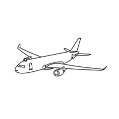 Outline drawing of an airplane in minimalist style  