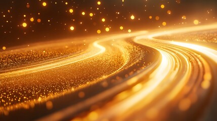 the image features a dynamic and abstract golden pathway