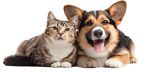  dog and cat in a happy, transparent background, png file with a white background. 