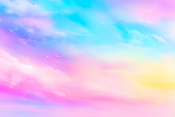 Pastel Sky with Colorful Gradient Clouds Background