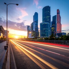 Fototapeta premium City highway at sunset (1)