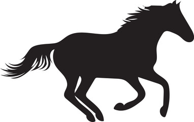 Dynamic silhouette of a galloping horse in full stride across a textured surface