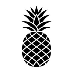 Obraz premium pineapple fruit vector illustration silhouette icon isolated on white background tropical summer symbol