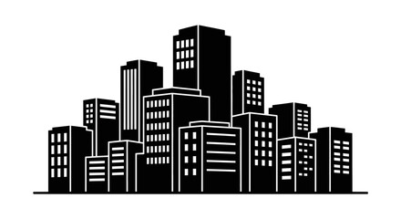 Fototapeta premium Silhouette of a modern city skyline, showcasing numerous buildings of varying heights.