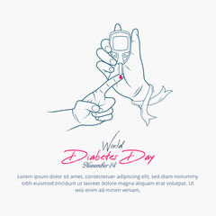 Fototapeta premium World Diabetes Day awareness vector illustration with blood glucose test