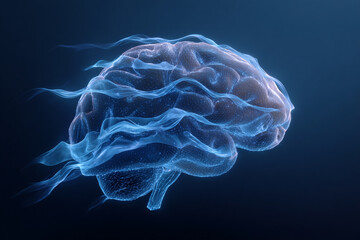 Obraz premium High-detail 3D brain rendering, with luminous blue energy flows highlighting structure and complexity.