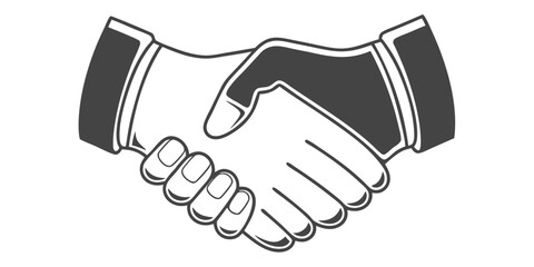 Close-up Black and White Illustration of Two Hands Shaking handshake business