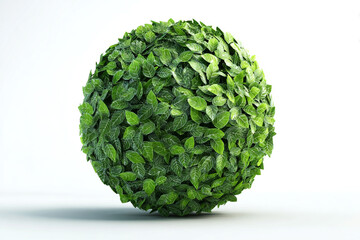 Abstract globe formed from realistic plants, digital 3D illustration for environmental themes.