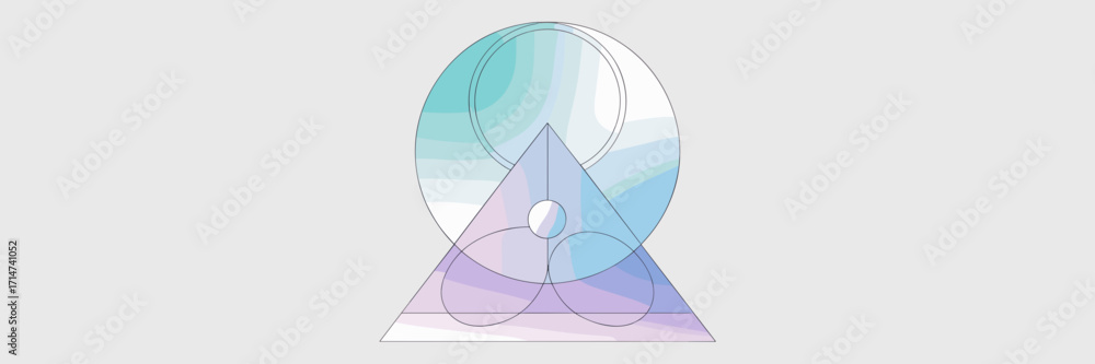 Poster Pastel circle and triangle abstract vector layout on white background