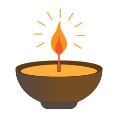 Diya glowing lamp icon vibrant Hindu Indian festival flame vector illustration minimal color art decor isolated symbol happy celebration.