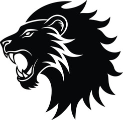 Fierce lion head breathing fire graphic design