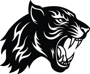 Fierce tiger head breathing fire graphic design
