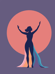 Silhouette of Woman with  Moon