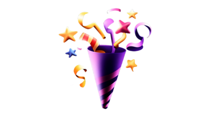 purple party popper icon isolated on transparent background for festive seasons
