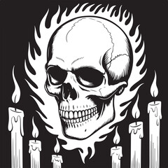 Skull and crossbones pirate symbol with scary skeleton head illustration