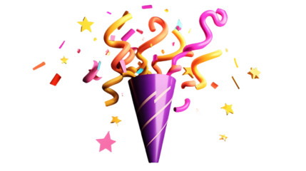 purple party popper icon isolated on transparent background for party, event
