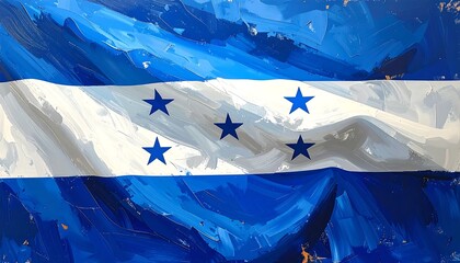 Abstract flag depiction with textured brushstrokes