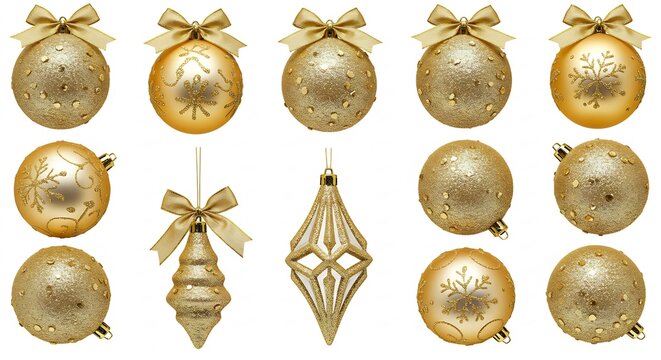 Adornos navide�os dorados brillan suavemente elegantes esferas dise�o festivo. AI Generated