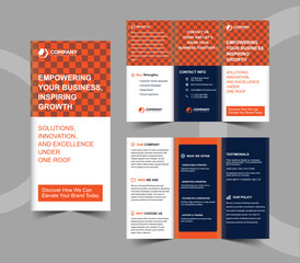 Trifold Creative Corporate Brochure Template with Orange and Blue Modern Business Design