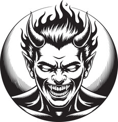 Skull and crossbones with girl in hat in gothic cartoon tattoo style