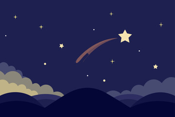 Dark Night Sky with Shimmering Starlight