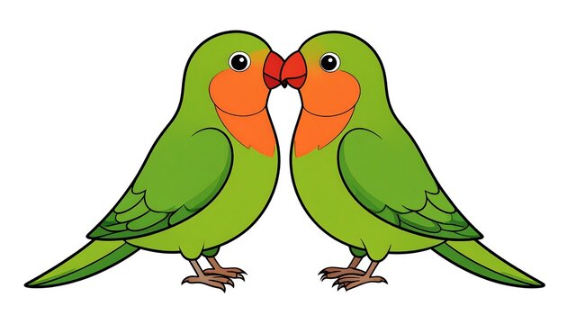 Cute kissing parakeets