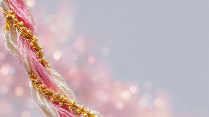 Raksha Bandhan Rakhi on Soft Cream Background with Bokeh — Festival Banner with Copy Space for Ads and Greetings