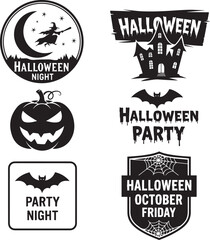 Black Halloween Badge and Label Set